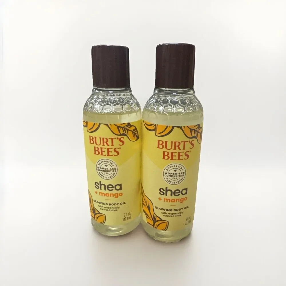 Burt’s Bees Shea & Mango Glowing Body Oil 5 fl oz Lot of 2 NEW Natural Skincare